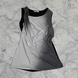 Gradient ombre long tank top, twist neckline